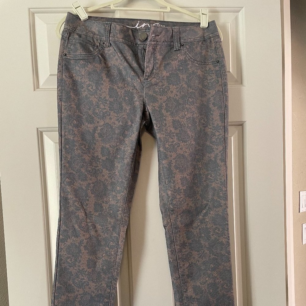 INC faded floral print denim